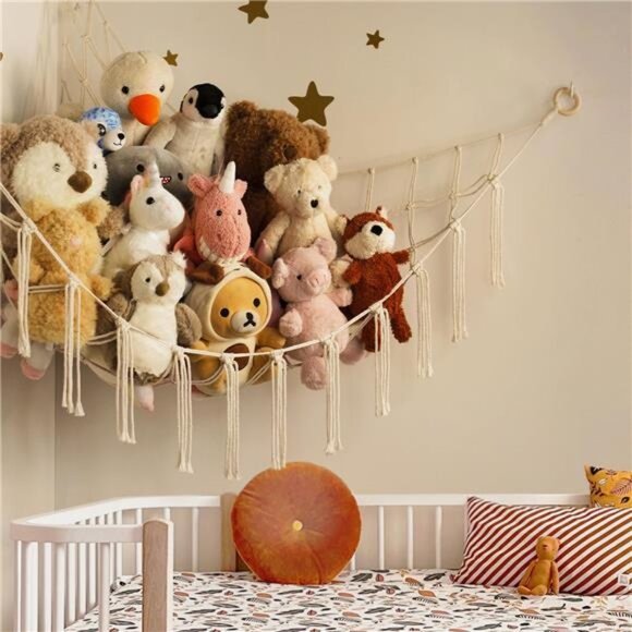 Stuffed animal hammock large toy storage net for kids bedroom nursery decor - Picture 2 of 7